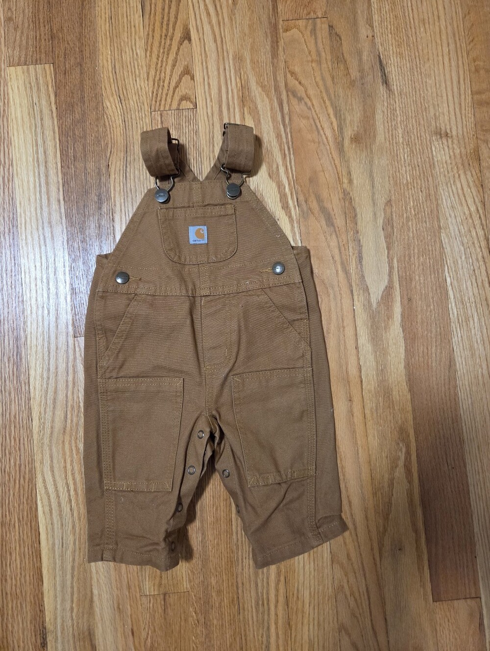 Carhartt Kids Tan Brown Canvas Overalls 3 Months